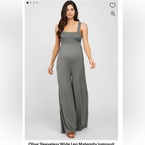 Pinkblush Olive Sleeveless Wide Leg Maternity Jumpsuit